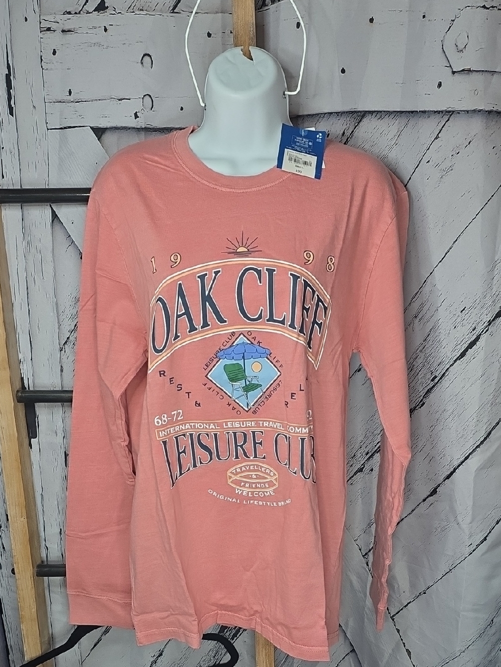 Arizona Jean Co. Oak Cliff Leisure Club Coral Graphic Long Sleeve Tee
